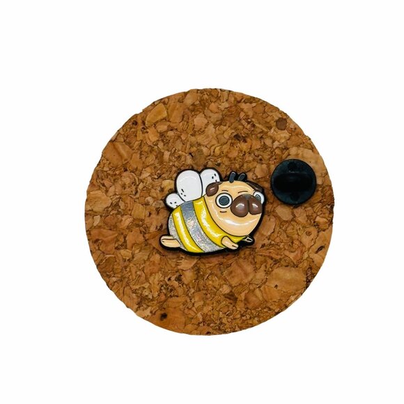 ✨Pug Bee Pug Enamel Pin Cartoon Animal Broch Cute Fat Yellow Jacket Kawaii Dog✨ - Picture 2 of 5
